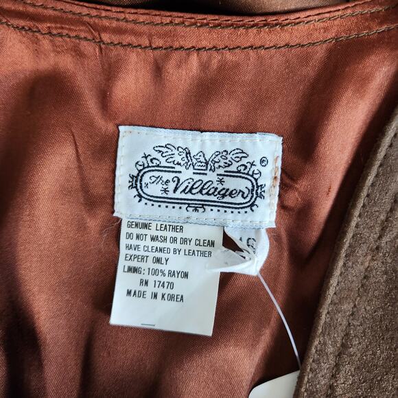 Vintage 90s Brown Genuine Leather Vest Button Down Western Suede Sleeveless XL - Picture 9 of 10